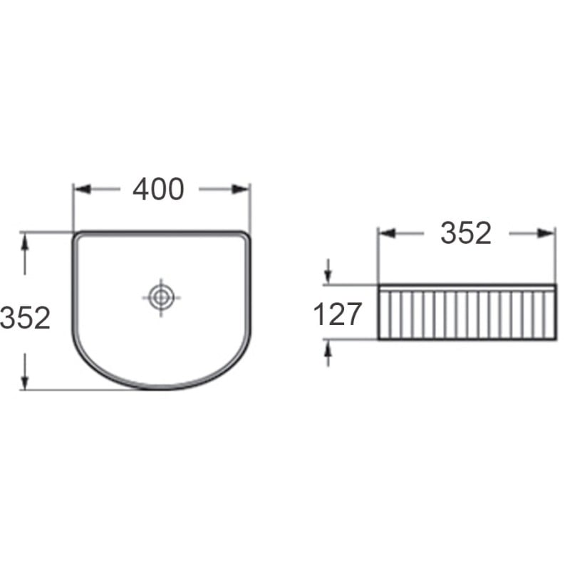 Mexen Grovo chiuvetă deasupra blatului canelată 40 x 35 cm, albă - 22304000