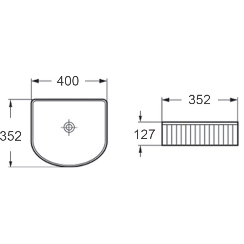 Mexen Grovo pult feletti bordázott mosdó 40 x 35 cm, fekete matt - 22304085