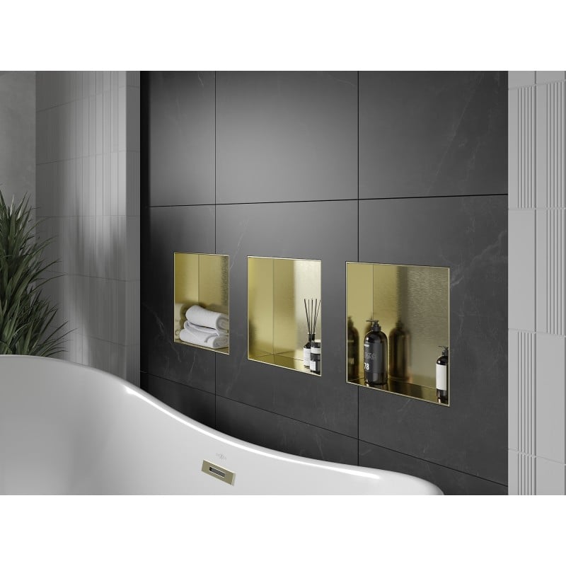 Mexen X-Wall-NR raft nișă fără flanșă 30 x 30 cm, auriu periat - 1951303010