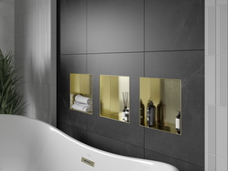 Mexen X-Wall-NR süllyesztett polc perem nélkül 30 x 30 cm, arany ecsetelt - 1951303010