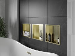 Mexen X-Wall-R nyílásos polc peremmel 30 x 30 cm, arany kefélt - 1950303010