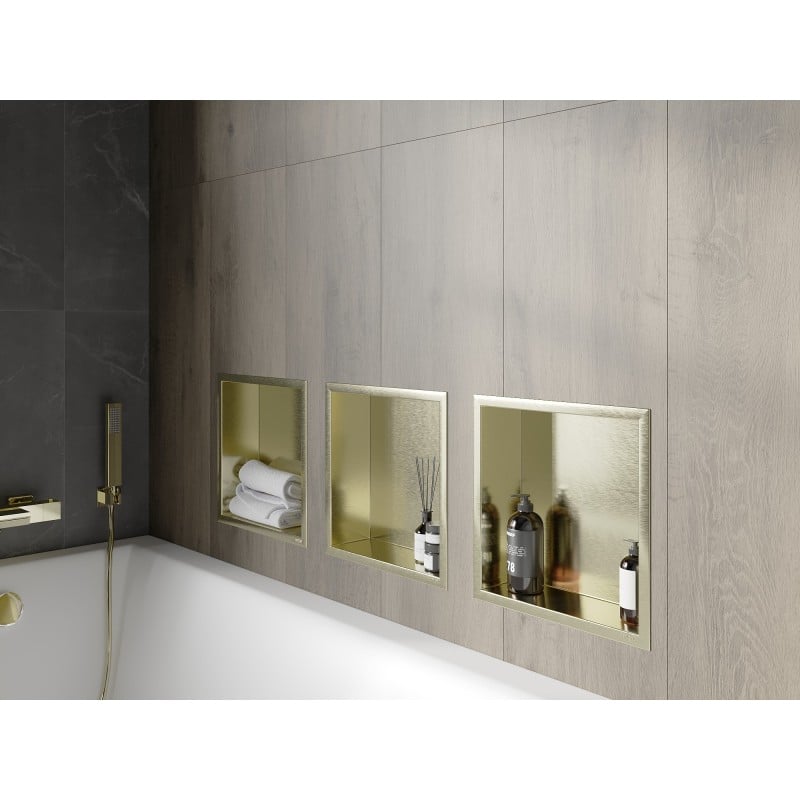 Mexen X-Wall-R raft încastrat cu margine 30 x 30 cm, auriu periat - 1950303010