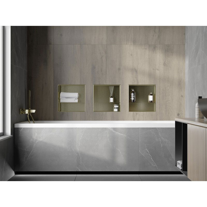 Mexen X-Wall-NR raft încastrat fără margine cu policioară 30 x 30 cm, auriu periat - 1951303010S