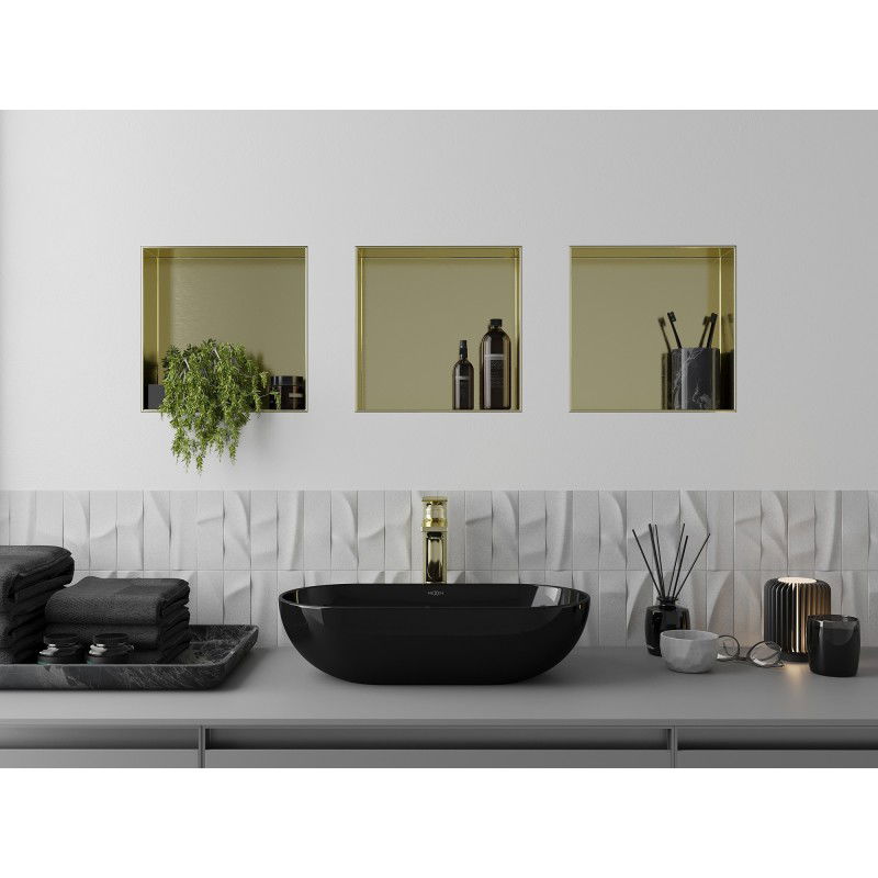 Mexen X-Wall-NR raft nișă fără flanșă 30 x 30 cm, auriu periat - 1951303010