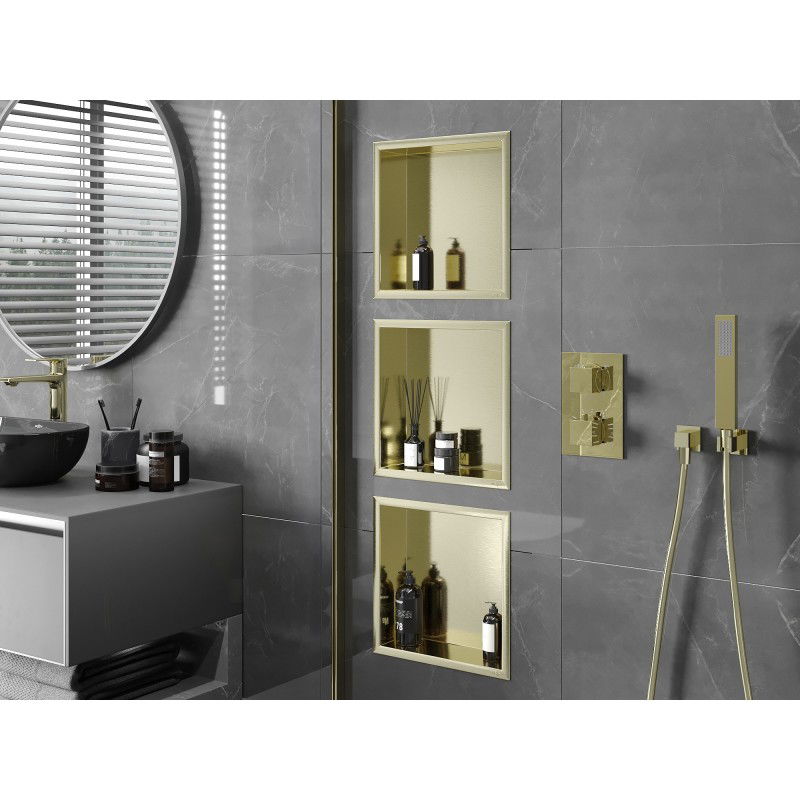 Mexen X-Wall-R raft încastrat cu margine 30 x 30 cm, auriu periat - 1950303010