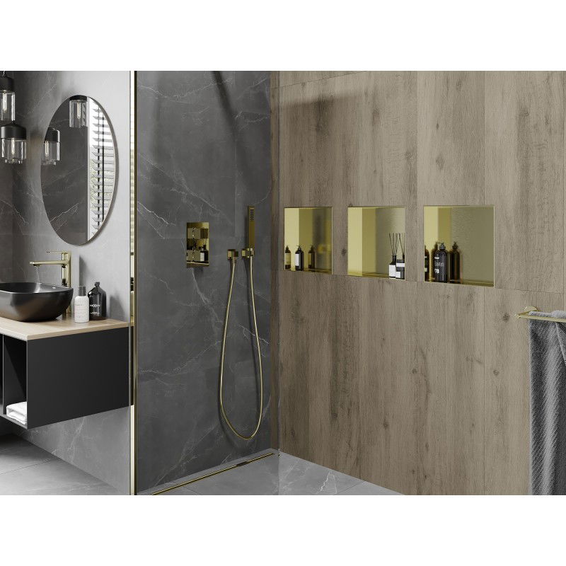 Mexen X-Wall-NR raft nișă fără flanșă 30 x 30 cm, auriu periat - 1951303010