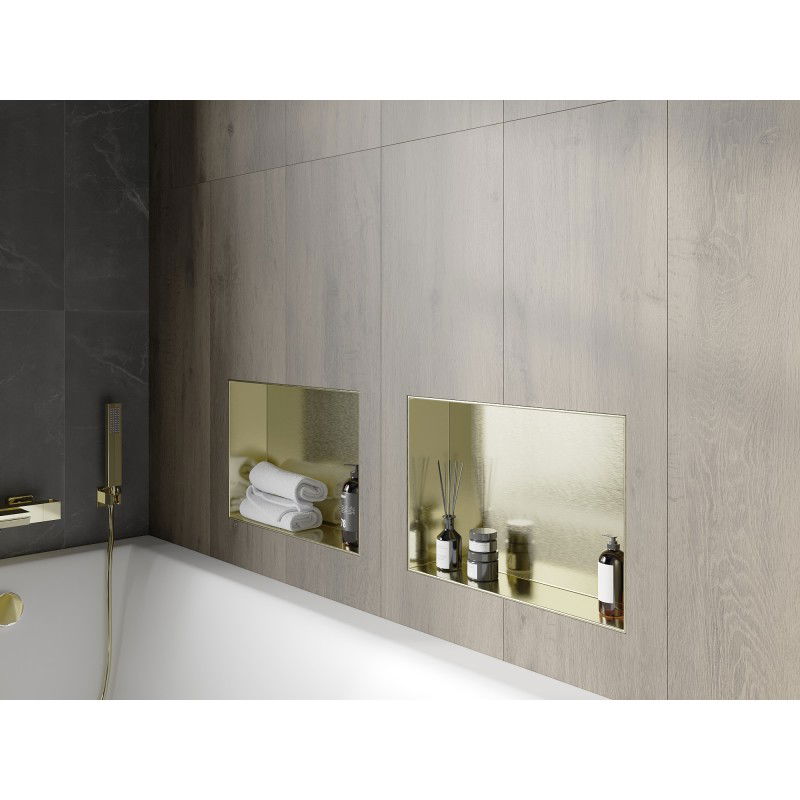 Mexen X-Wall-NR perem nélküli fülke polc 45 x 30 cm, arany kefélt - 1951453010