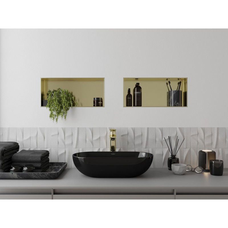 Mexen X-Wall-NR raft încastrat fără flanșă 45 x 20 cm, aurit periat - 1951452010