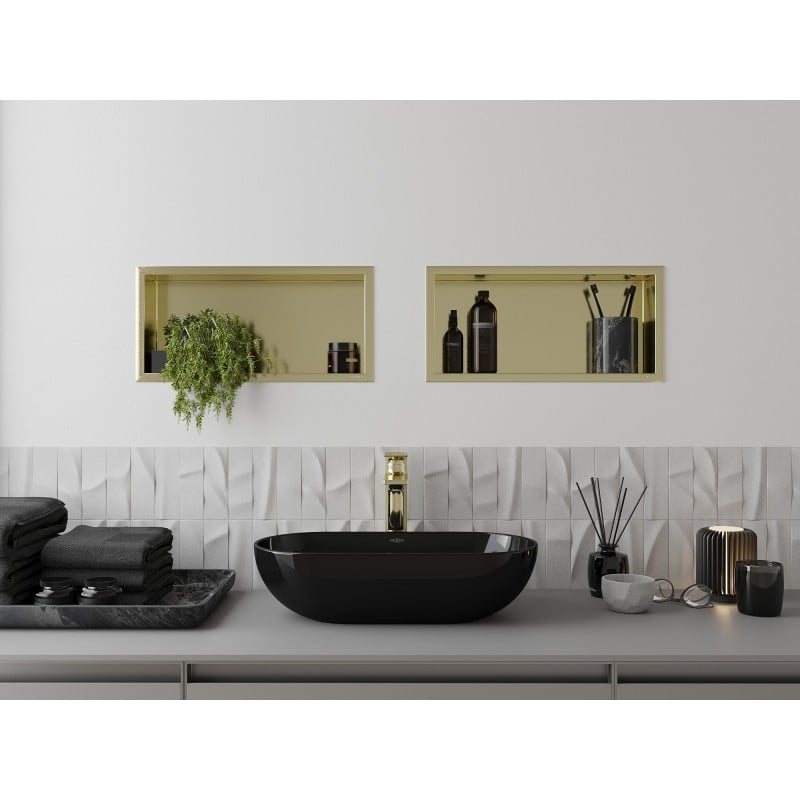 Mexen X-Wall-R raft nișă cu flanșă 45 x 20 cm, auriu periat - 1950452010