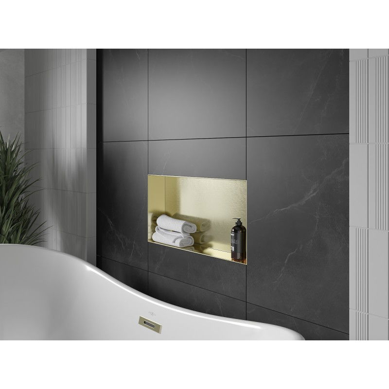 Mexen X-Wall-NR raft încastrat fără flanșă 60 x 30 cm, auriu periat - 1951603010