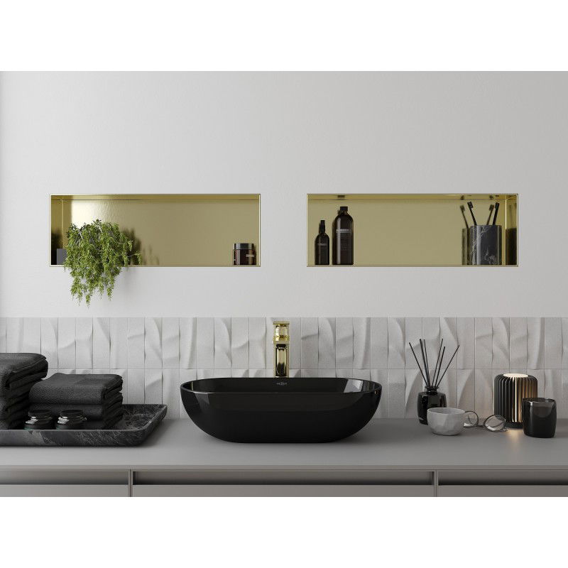 Mexen X-Wall-NR raft încastrat fără margine 60 x 20 cm, auriu periat - 1951602010