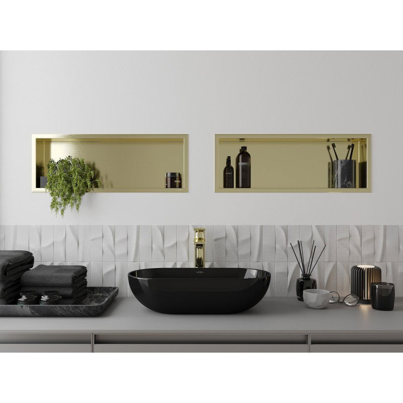 Mexen X-Wall-R raft de nișă cu flanșă 60 x 20 cm, auriu periat - 1950602010