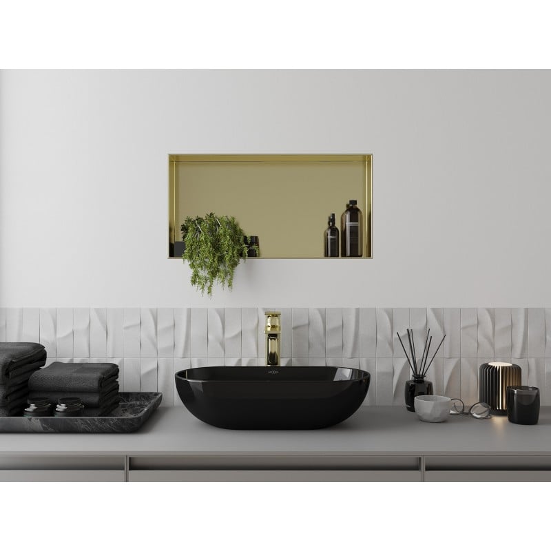 Mexen X-Wall-NR raft încastrat fără flanșă 60 x 30 cm, auriu periat - 1951603010