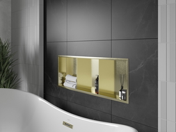 Mexen X-Wall-R fürdőszoba süllyesztett polc kerettel és polccal 90 x 30 cm, Arany - 1950903010S