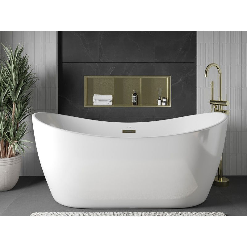 Mexen X-Wall-R raft de nișă cu flanșă și raft 90 x 30 cm, auriu periat - 1950903010S