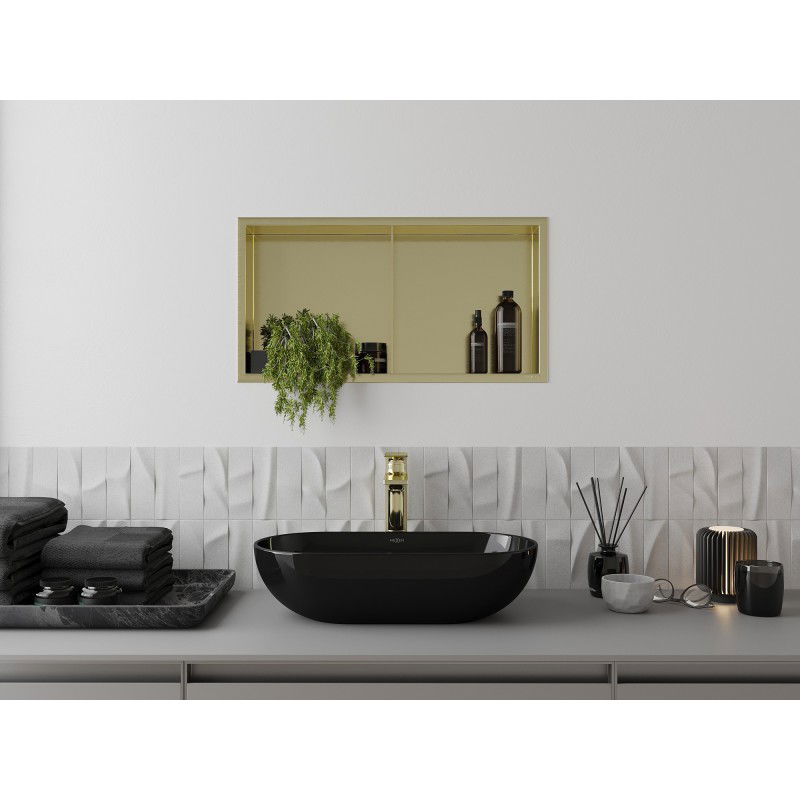 Mexen X-Wall-R raft de nișă cu flanșă și raft 60 x 30 cm, auriu periat - 1950603010S