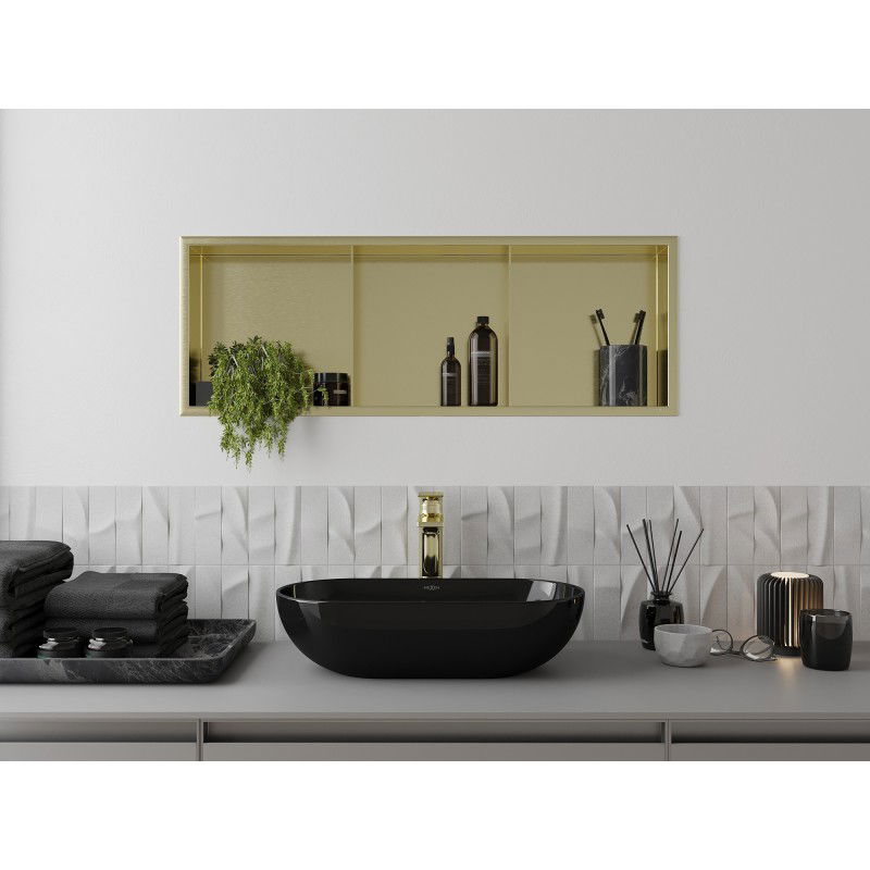 Mexen X-Wall-R raft de nișă cu flanșă și raft 90 x 30 cm, auriu periat - 1950903010S