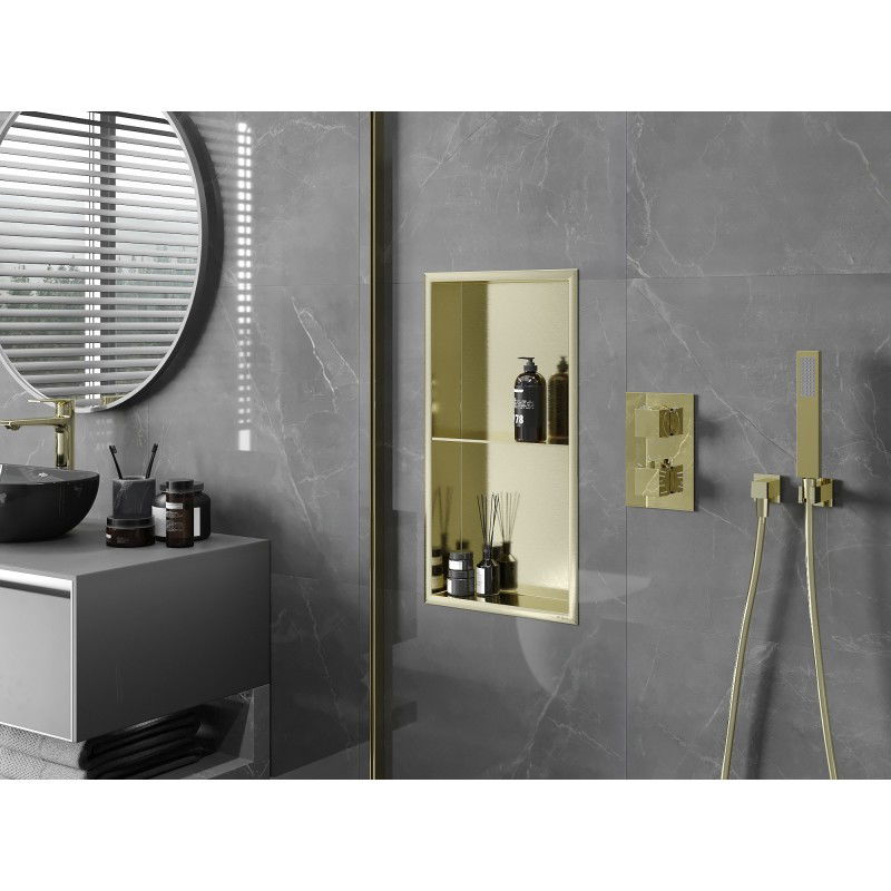 Mexen X-Wall-R raft de nișă cu flanșă și raft 60 x 30 cm, auriu periat - 1950603010S