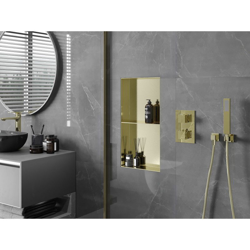 Mexen X-Wall-NR raft de nișă fără flanșă cu raft 60 x 30 cm, auriu periat - 1951603010S