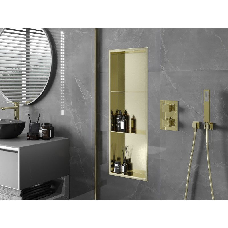 Mexen X-Wall-R raft de nișă cu flanșă și raft 90 x 30 cm, auriu periat - 1950903010S