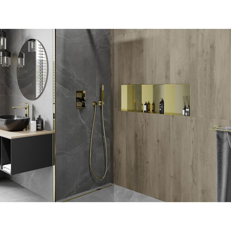 Mexen X-Wall-NR raft în nișă fără flanșă cu raft 90 x 30 cm, auriu periat - 1951903010S