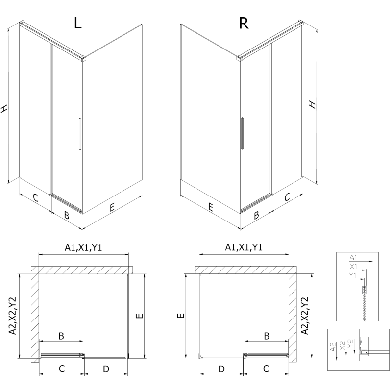 Mexen Rox cabină de duș glisantă 110 x 90 cm, transparent, aur roz - 8C2-110-090-60-00