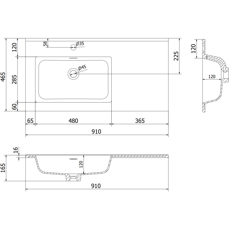 Mexen Orio 90 cm-es fürdőszobai szekrény Otis bal oldali mosdóval, 1S, 1D, szürke matt/fehér matt - 91A13-09047-3-BBFF62-W18L01