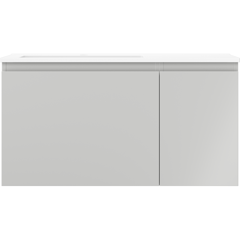Mexen Orio 90 cm-es fürdőszobai szekrény Otis bal oldali mosdóval, 1S, 1D, szürke matt/fehér matt - 91A13-09047-3-BBFF62-W18L01