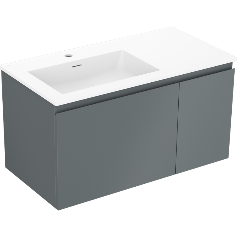 Mexen Orio 90 cm-es fürdőszobai szekrény Otis bal oldali mosdóval, 1S, 1D, grafit matt/fehér matt - 91A13-09047-3-BBFF66-W18L01