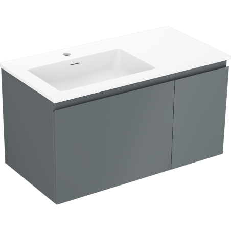 Mexen Orio 90 cm-es fürdőszobai szekrény Otis bal oldali mosdóval, 1S, 1D, grafit matt/fehér matt - 91A13-09047-3-BBFF66-W18L01