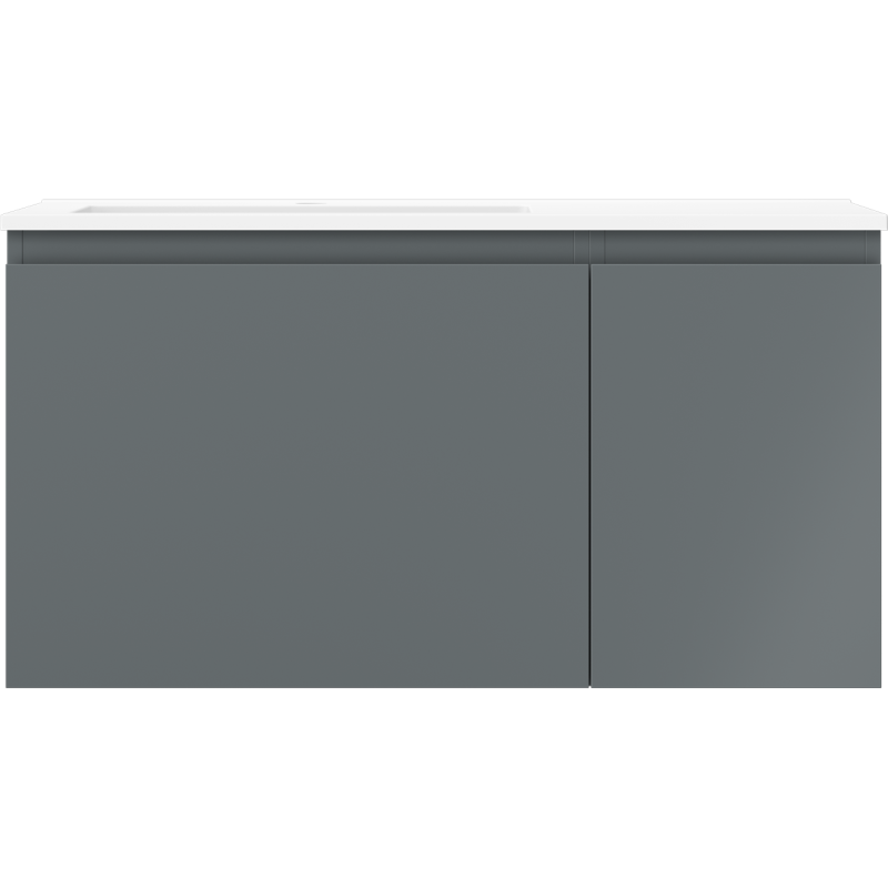 Mexen Orio dulap baie 90 cm cu lavoar Otis stâng, 1S, 1D, grafit mat/alb mat - 91A13-09047-3-BBFF66-W18L01