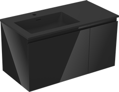 Mexen Orio dulap baie 90 cm cu lavoar Otis stânga, 1S, 1D, negru lucios/negru mat - 91A13-09047-3-BBFF70-W18L71