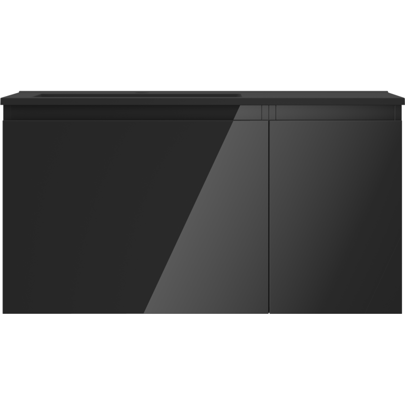 Mexen Orio dulap baie 90 cm cu chiuvetă Otis stânga, 1S, 1D, negru lucios/negru mat - 91A13-09047-3-BBFF70-W18L71