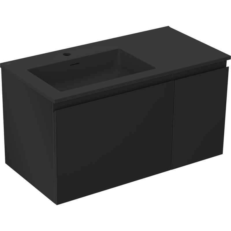 Mexen Orio dulap de baie 90 cm cu lavoar Otis stânga, 1S, 1D, negru mat - 91A13-09047-3-BBFF71-W18L71