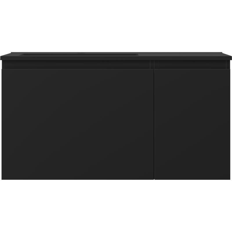 Mexen Orio dulap de baie 90 cm cu lavoar Otis stânga, 1S, 1D, negru mat - 91A13-09047-3-BBFF71-W18L71