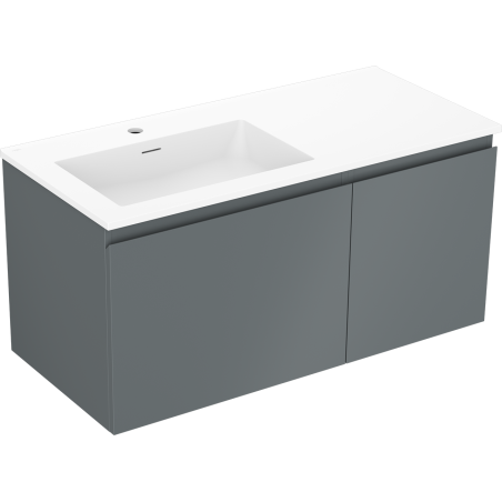 Mexen Orio dulap baie 100 cm cu lavoar Otis stânga, 1 Sertar, 1 Ușă, grafit mat/alb mat - 91A13-10047-3-BBFF66-W18L01