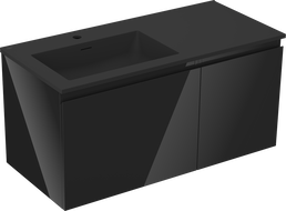 Mexen Orio dulap de baie 100 cm cu lavoar Otis stânga, 1S, 1D, negru lucios/negru mat - 91A13-10047-3-BBFF70-W18L71