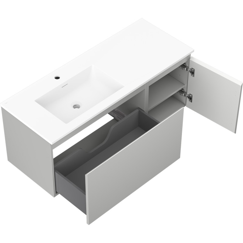 Mexen Orio dulap pentru baie 120 cm cu lavoar Otis stânga, 1S, 1D, gri mat/alb mat - 91A13-12047-3-BBFF62-W18L01