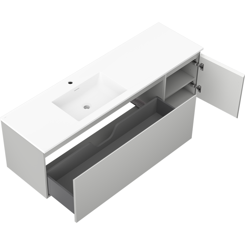 Mexen Orio dulap baie 160 cm cu lavoar Otis stânga, 1S, 1D, gri mat/alb mat - 91A13-16047-3-BBFF62-W18L01