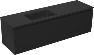 Mexen Orio fürdőszobaszekrény 160 cm balos Otis mosdóval, 1S, 1D, fekete matt - 91A13-16047-3-BBFF71-W18L71