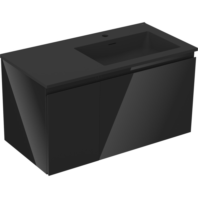 Mexen Orio dulap baie 90 cm cu lavoar Otis dreapta, 1S, 1D, negru lucios/negru mat - 91A13-09047-3-BBFF70-W18P71