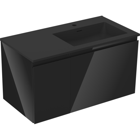 Mexen Orio dulap baie 90 cm cu lavoar Otis dreapta, 1S, 1D, negru lucios/negru mat - 91A13-09047-3-BBFF70-W18P71