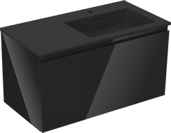 Mexen Orio dulap baie 90 cm cu lavoar Otis dreapta, 1S, 1D, negru lucios/negru mat - 91A13-09047-3-BBFF70-W18P71