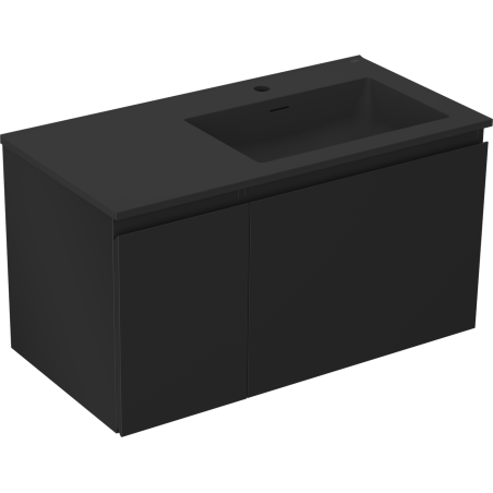 Mexen Orio dulap baie 90 cm cu lavoar Otis pe dreapta, 1S, 1D, negru mat - 91A13-09047-3-BBFF71-W18P71