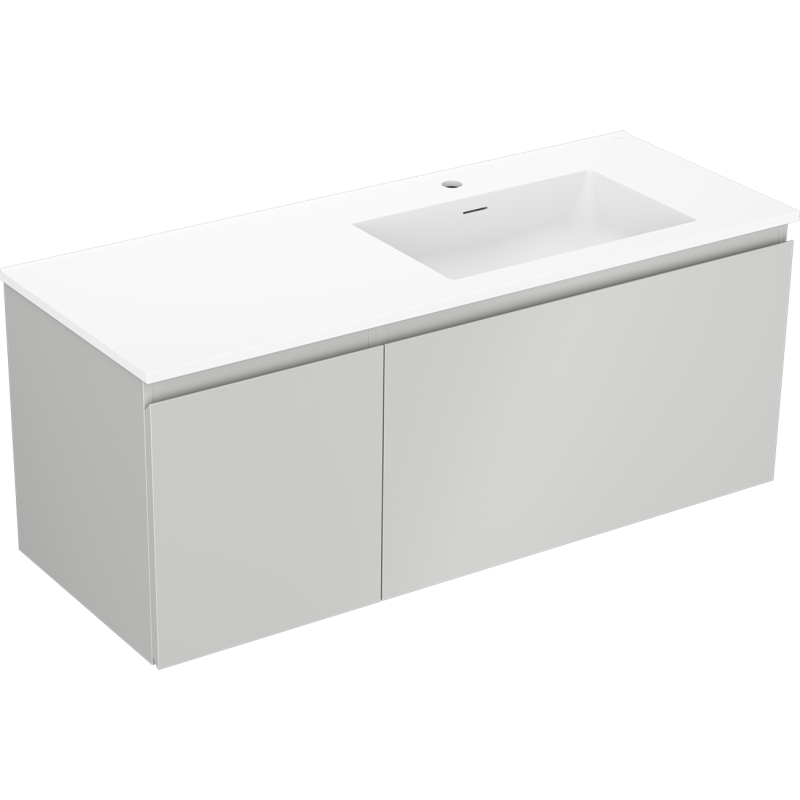 Mexen Orio 120 cm-es fürdőszobaszekrény mosdóval Otis jobb, 1S, 1D, szürke matt/fehér matt - 91A13-12047-3-BBFF62-W18P01