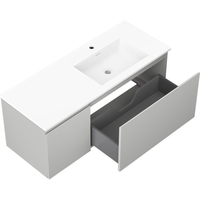 Mexen Orio 120 cm-es fürdőszobaszekrény mosdóval Otis jobb, 1S, 1D, szürke matt/fehér matt - 91A13-12047-3-BBFF62-W18P01