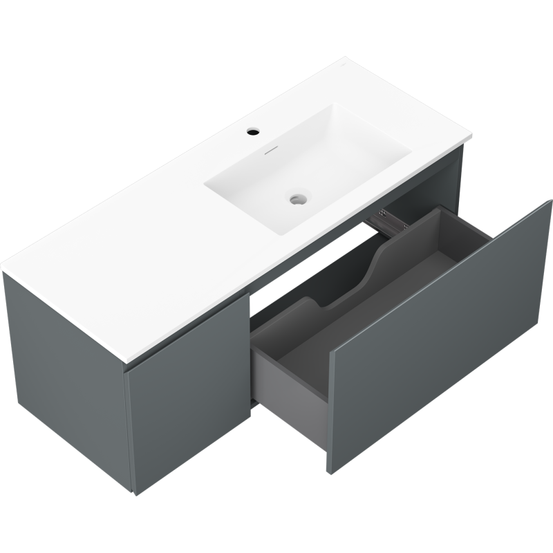 Mexen Orio 120 cm-es fürdőszobai szekrény mosdóval Otis jobb, 1S, 1D, grafit matt/fehér matt - 91A13-12047-3-BBFF66-W18P01