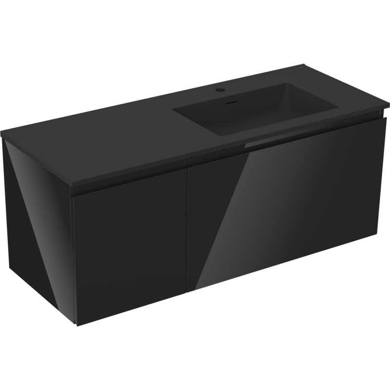 Mexen Orio dulap baie 120 cm cu lavoar Otis dreapta, 1S, 1D, negru lucios/negru mat - 91A13-12047-3-BBFF70-W18P71