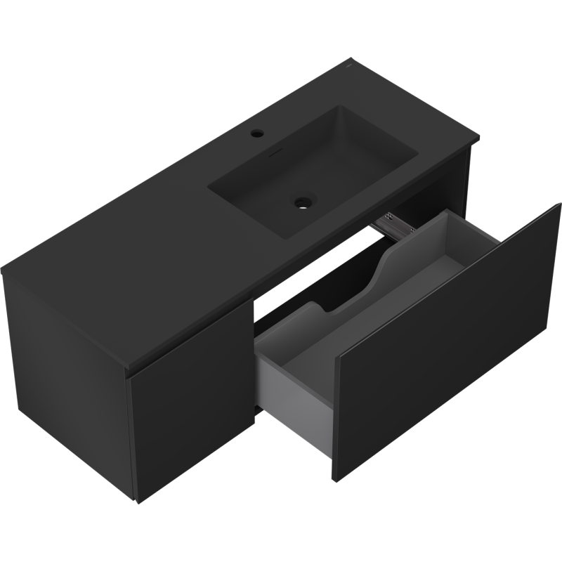Mexen Orio dulap baie 120 cm cu lavoar Otis dreapta, 1S, 1D, negru mat - 91A13-12047-3-BBFF71-W18P71