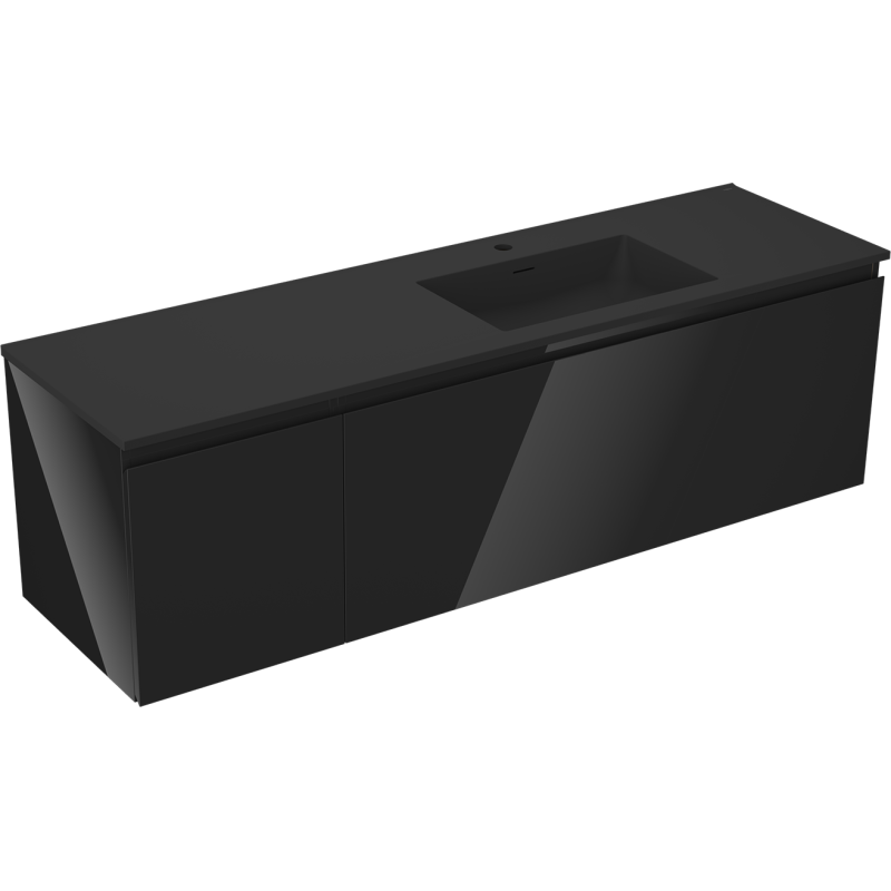 Mexen Orio dulap de baie 160 cm cu lavoar Otis dreapta, 1S, 1D, negru lucios/negru mat - 91A13-16047-3-BBFF70-W18P71